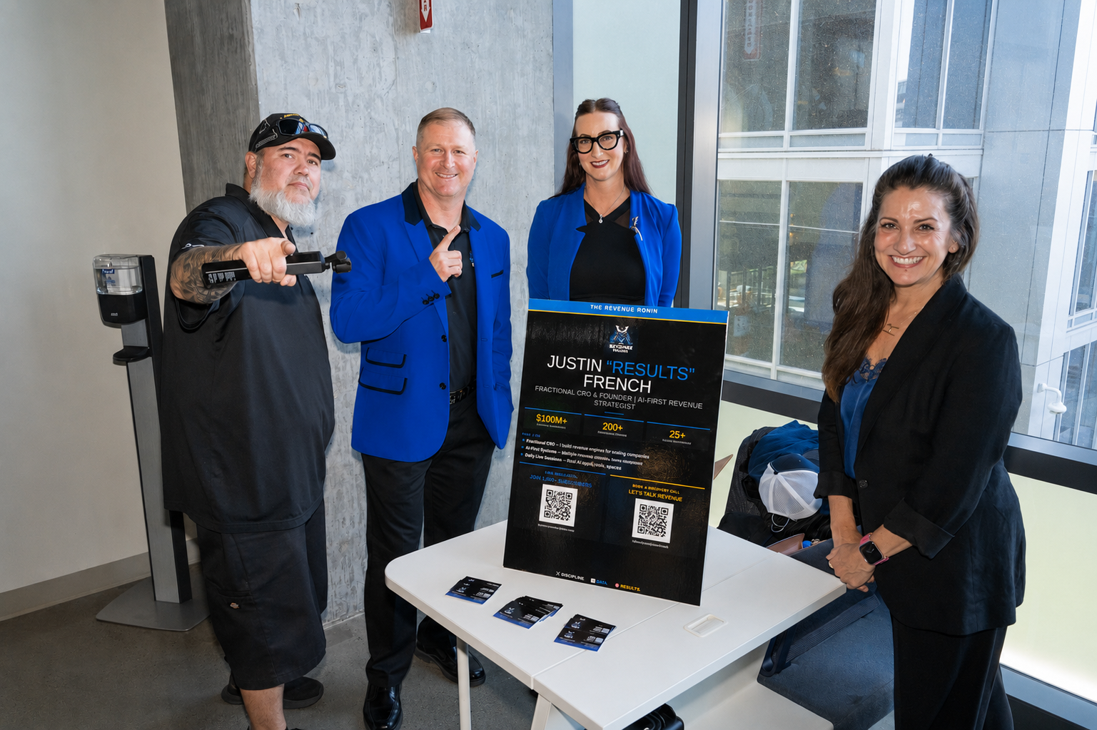 Justin Results French with The Revenue Ronin team at a live event in San Diego